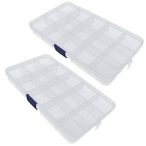 xiaoyztan 15-grid plastic component case organizer for small parts hardwares or crafts, pack of 2