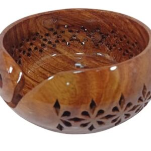 Handmade Wooden Yarn Bowl - Rosewood Crafted Beautiful Yarn Bowl for Knitting and Crochet Yarn (Large)