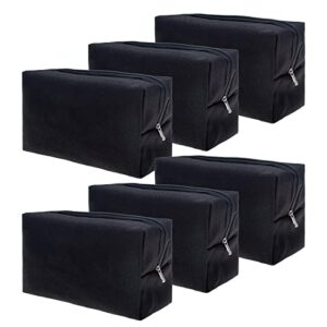 muka diy 100% cotton canvas cosmetic makeup bag (7 x 4 x 3 in, 6 pack, black)