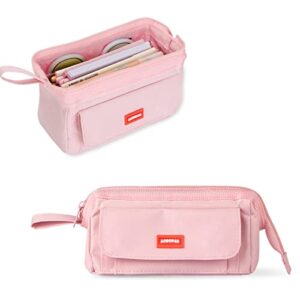 aobopar pencil case, pink pen bag with zipper, large capacity pencil pouch with compartment, stationery organizer for people