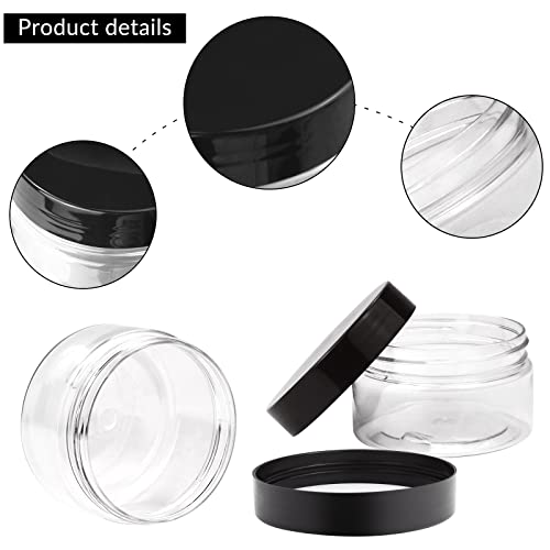 FSWCCK 12 Pack 4 OZ Plastic Jars Round Clear Cosmetic Container Jars with Lids, Wide Mouth Empty Slime Jars, Refillable Clear Travel Storage Jars for Kitchen Use Beauty Products Sample