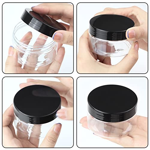 FSWCCK 12 Pack 4 OZ Plastic Jars Round Clear Cosmetic Container Jars with Lids, Wide Mouth Empty Slime Jars, Refillable Clear Travel Storage Jars for Kitchen Use Beauty Products Sample