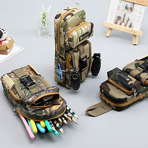 JUSIMON Pencil Case Pencil Box Storage Box for School Students Boys Teens Kids Small Tool Bag Large Capacity Pen Case Pouch Men Camo Cordura (Desert)