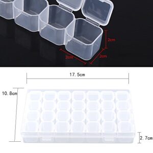 Alvinlite 28 Grids Plastic Organizer Box with Adjustable Dividers, Clear Storage Container for Beads Earring Jewelry Craft Tackles Tools