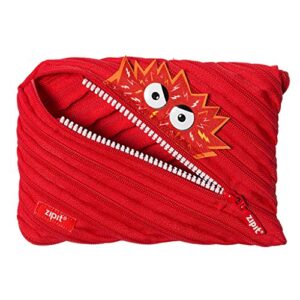 zipit talking monstar large pencil case, holds up to 60 pens, made of one long zipper! (red)