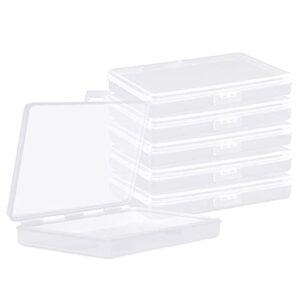 6 pcs rectangular clear plastic storage containers box with hinged lid plastic beads storage containers empty case organizer for beads, crafts, jewelry, small items, 6 x 3.54 x 0.86″