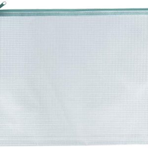 Avery Elle Zippered Vinyl Mesh Pouch-Aqua-Large