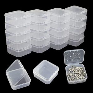 36 pieces clear small plastic containers mini transparent storage box plastic beads storage containers with hinged lids for beads hardware fishing jewelry storage