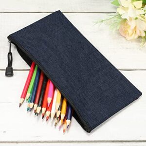 PATIKIL Canvas Zipper Bags, 5 Pack B6 Blank DIY Zip Pocket Pencil Case Stationery Pouch for Travel Craft Supply, Navy Blue