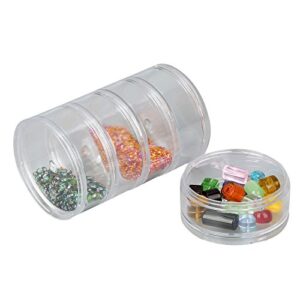 TDOTM 4/5 Layer Big Cylinder Stackable Transparent Round PS Plastic Cosmetics Jewelry Beads Sewing Pills Storage Container Box (5Layer)…