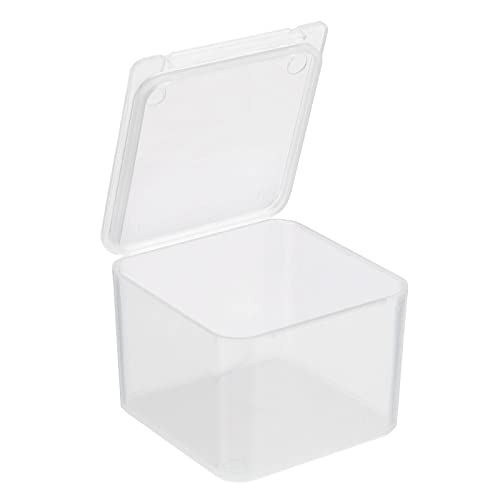 PATIKIL Clear Storage Container with Hinged Lid 40x28mm, 24 Pack Plastic Square Box for Beads Art Craft