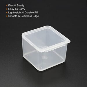 PATIKIL Clear Storage Container with Hinged Lid 40x28mm, 24 Pack Plastic Square Box for Beads Art Craft