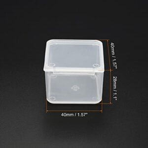 PATIKIL Clear Storage Container with Hinged Lid 40x28mm, 24 Pack Plastic Square Box for Beads Art Craft