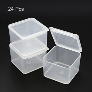 PATIKIL Clear Storage Container with Hinged Lid 40x28mm, 24 Pack Plastic Square Box for Beads Art Craft