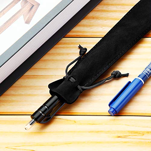 50 Pieces Pen Pouch Velvet Drawstring Pen Bag Velvet Case Pencil Bag for Pen and Pencil (Black)