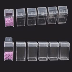 12pcs acrylic small square bottles diamond embroidery storage box clear empty bottles bead containers holder for beads sequins rhinestones diamond painting accessories storage diy craft supplies
