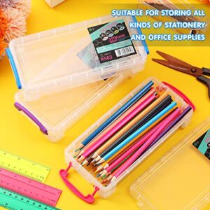 20 Pcs Clear Plastic Pencil Box Large Capacity Pencil Box Stackable Plastic Pencil Case Clear Crayon Organizers and Storage Plastic Pencil Storage for Kids School Drawing Tools Office Storage Supplies