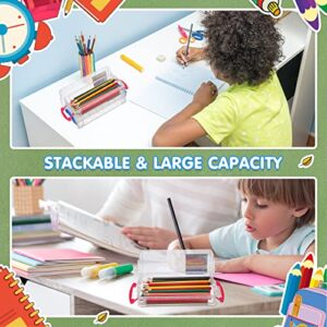 20 Pcs Clear Plastic Pencil Box Large Capacity Pencil Box Stackable Plastic Pencil Case Clear Crayon Organizers and Storage Plastic Pencil Storage for Kids School Drawing Tools Office Storage Supplies