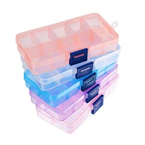 ph pandahall 5 pack 10 grids bead organizer plastic storage box case mini tackle box container jewelry organizer with movable dividers for small stone jewelry sewing fishing, 2.6x5x0.8 inch