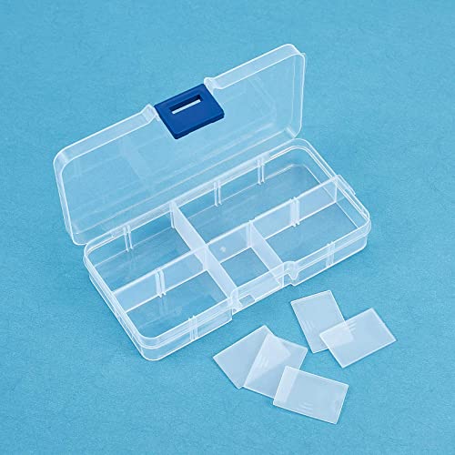 PH PandaHall 5 Pack 10 Grids Bead Organizer Plastic Storage Box Case Mini Tackle Box Container Jewelry Organizer with Movable Dividers for Small Stone Jewelry Sewing Fishing, 2.6x5x0.8 Inch