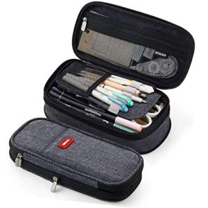 isuperb pencil case big capacity canvas multifunction 7 compartment pen bag zipper stationery organizer pouch square grid cosmetic bag
