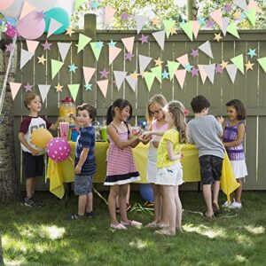 30Ft Pastel Banner Stars Garland Triangle Flag Pennant Bunting Streamers for Kids Birthday Party Backdrop for Baby Shower Nursery Unicorn First Birthday Home Wedding Bridal Shower Decor (Macaron)