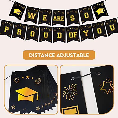 2022 Graduation Decorations kit -black and gold Graduation Party Decorations Supplies,Congrats Grad Banners,Balloons, Porch Sign,Foil Curtains,Huge 2022 School Graduation Party Set,48 Pcs