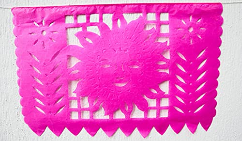 Papel Picado Party Banner - Fiesta Party Decorations - 5 Pk 82 Ft Total - Tissue Paper Fiesta Banner - Mexican Theme Party Decorations - Cinco de Mayo - Dia de los Muertos - Mexican Party Supplies