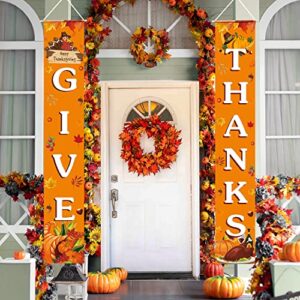 thanksgiving decorations give thanks banner porch door sign autumn fall welcome banner for indoor outdoor wall thanksgiving decorations for home