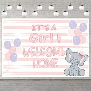it’s a girl welcome home cute cartoon elephant banner animal theme supplies decorations decor for girl princess wild one baby shower safari 1st birthday party photo booth props backdrop background