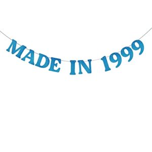 weiandbo made in 1999 blue glitter banner,pre-strung,24rd birthday party decorations bunting sign backdrops,made in 1999