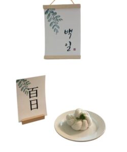 100 days backil baekil table set korean hanging banner korean style backil party banner