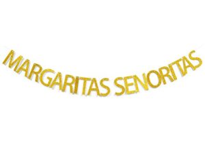 margaritas senoritas gold glitter banner, prestrung mexican fiesta party supplies