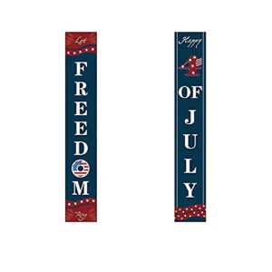 patriotic soldier porch sign welcome banners, american flag decoration patriotic decor party supplies for -4th of july memorial day independence day labor day hanging banner yard, red and navy