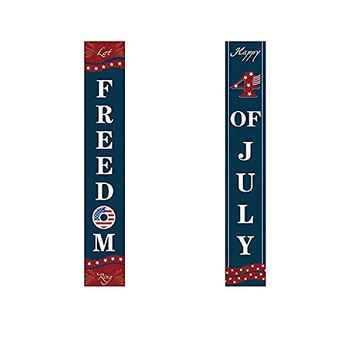 Patriotic Soldier Porch Sign Welcome Banners, American Flag Decoration Patriotic Decor Party Supplies for -4th of July Memorial Day Independence Day Labor Day Hanging Banner Yard, Red and Navy