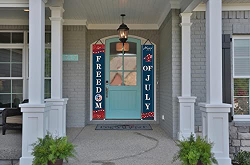 Patriotic Soldier Porch Sign Welcome Banners, American Flag Decoration Patriotic Decor Party Supplies for -4th of July Memorial Day Independence Day Labor Day Hanging Banner Yard, Red and Navy