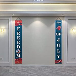 Patriotic Soldier Porch Sign Welcome Banners, American Flag Decoration Patriotic Decor Party Supplies for -4th of July Memorial Day Independence Day Labor Day Hanging Banner Yard, Red and Navy