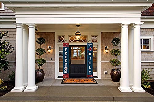 Patriotic Soldier Porch Sign Welcome Banners, American Flag Decoration Patriotic Decor Party Supplies for -4th of July Memorial Day Independence Day Labor Day Hanging Banner Yard, Red and Navy