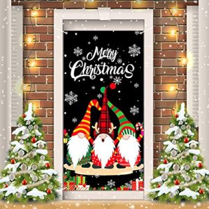 merry christmas gnome door cover gnome christmas door decorations xmas backdrop gnome theme door banner background for christmas winter holiday xmas eve party photo booth prop supplies