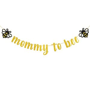gold glitter mommy to bee banner / bumble bee theme baby shower party supplies / new mom gender reveal party decorations