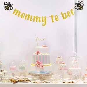 Gold Glitter Mommy to Bee Banner / Bumble Bee Theme Baby Shower Party Supplies / New Mom Gender Reveal Party Decorations
