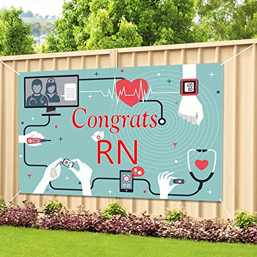 Labakita Congrats RN Backdrop Banner, Nurse Graduation Decorations, Congrats Nurse Banner, Nurse Grad Sign, Medical School Nursing BSN RN Graduation Ceremony Decorations