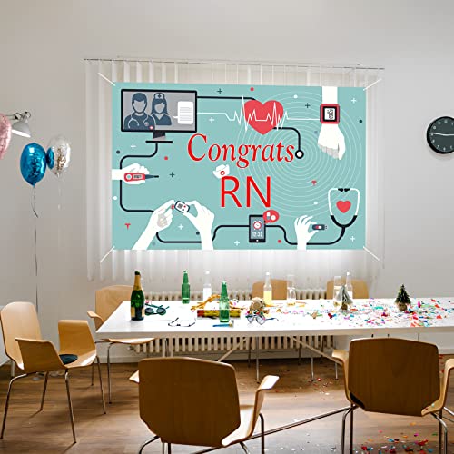 Labakita Congrats RN Backdrop Banner, Nurse Graduation Decorations, Congrats Nurse Banner, Nurse Grad Sign, Medical School Nursing BSN RN Graduation Ceremony Decorations