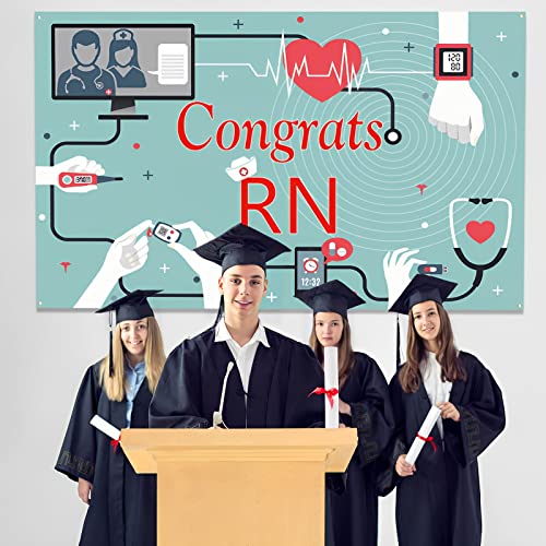 Labakita Congrats RN Backdrop Banner, Nurse Graduation Decorations, Congrats Nurse Banner, Nurse Grad Sign, Medical School Nursing BSN RN Graduation Ceremony Decorations