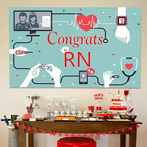 Labakita Congrats RN Backdrop Banner, Nurse Graduation Decorations, Congrats Nurse Banner, Nurse Grad Sign, Medical School Nursing BSN RN Graduation Ceremony Decorations