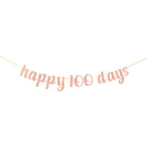 rose gold happy 100 days banner, kid’s 100 days celebration,100th day of school – happy 100 days decorations – 100 days theme party decoration