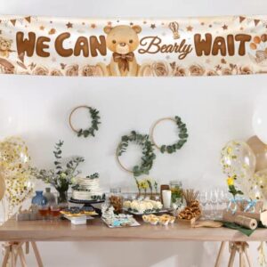 Bear Baby Shower Party Decorations We Can Bearly Wait Banner Neutral Bear Backdrop Gender Reveal Banner Porch Sign for Welcome Baby Party,Gender Neutral Bear Photo Props Supplies Indoor Outdoor