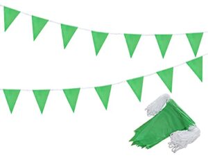 tibijoy 260 feet green pennant banners flags diy string triangle bunting flags polyester banners for party grand opening,christmas party,outdoor decorations,150 pcs