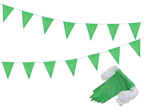 tibijoy 260 Feet Green Pennant Banners Flags DIY String Triangle Bunting Flags Polyester Banners for Party Grand Opening,Christmas Party,Outdoor Decorations,150 Pcs