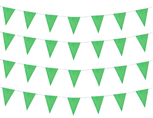 tibijoy 260 Feet Green Pennant Banners Flags DIY String Triangle Bunting Flags Polyester Banners for Party Grand Opening,Christmas Party,Outdoor Decorations,150 Pcs